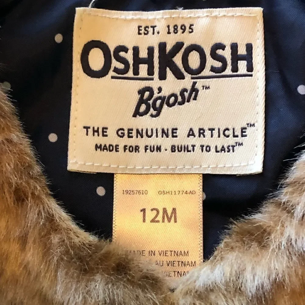 OshKosh B’Gosh faux fur infant vest size 12 months‎